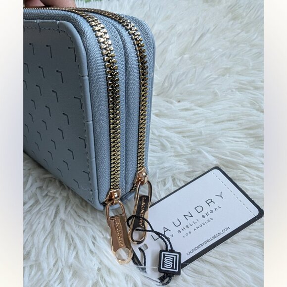 Laundry by Shelli Segal, Double Zip Long Wallet, Grey Blue, NWT Retail $58 - Picture 5 of 10